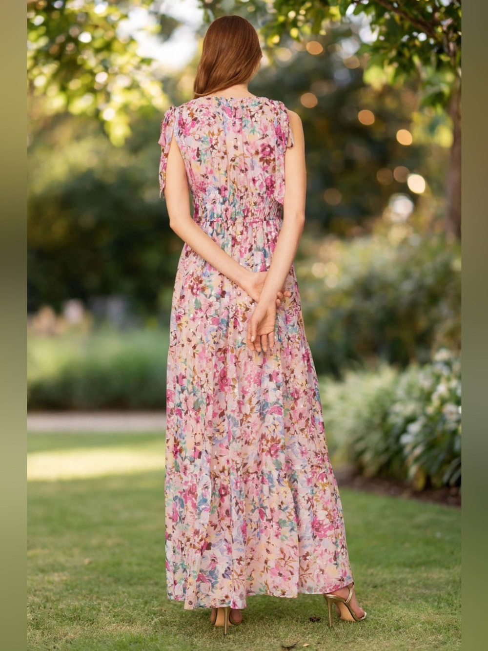 Shoshanna Zahra Floral Pink Sleeveless Maxi Dress size 8. - Picture 3 of 16